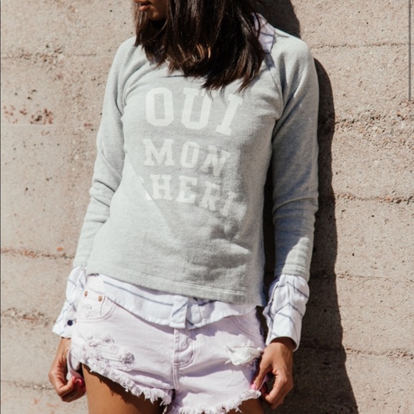 J. Crew Tops - J.Crew Oui Mon Cheri Grey French Sweatshirt Size M